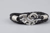 Leather Bracelet with Maori Silver Plated Bronze Fish Hook Hei Matau - Norse Wolves