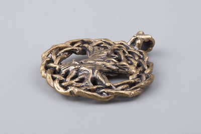 Tree of Life Yggdrasil Bronze Pendant - Norse Wolves