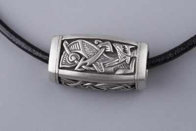 Odin with Ravens/ Fenrir/ Jormungand Silver Pendant - Norse Wolves