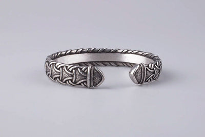 Pewter Bracelet with Traditional Scandinavian Pattern - Norse Wolves