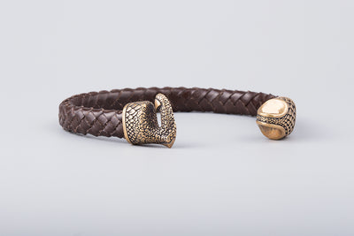 Leather Bracelet with Bronze Dragon Claw