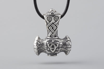 Thor’s Hammer Mjolnir Silver Pendant - Norse Wolves