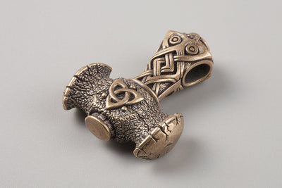 Thor’s Hammer Mjolnir Bronze Pendant - Norse Wolves