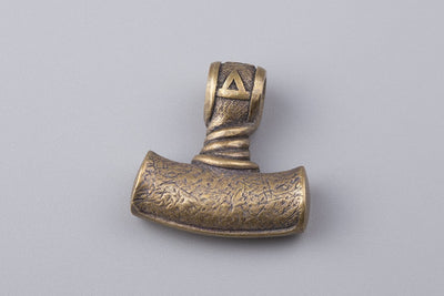 Thor’s Hammer Bronze Pendant - Norse Wolves