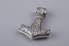 Thor’s Hammer with Geri and Freki Wolves Silver Pendant (Big) - Norse Wolves