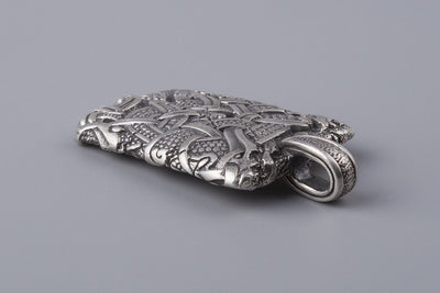 Viking Silver Pendant in Mammen Style - Norse Wolves