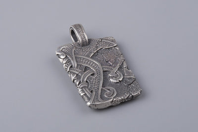Viking Silver Pendant in Mammen Style - Norse Wolves