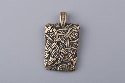 Viking Bronze Pendant in Mammen Style - Norse Wolves