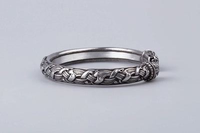 Pewter Bracelet with Dragon's Heads (Jellinge Style) - Norse Wolves