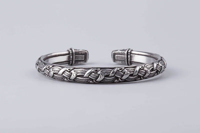 Pewter Bracelet with Dragon's Heads (Jellinge Style) - Norse Wolves