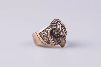 Odin's Raven Bronze Ring - Norse Wolves