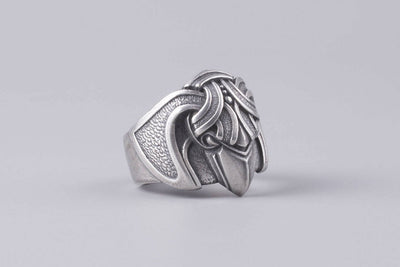 Odin's Raven Silvered Bronze Ring - Norse Wolves