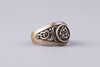 Valknut Bronze Ring - Norse Wolves