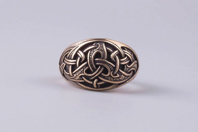 Triquetra Bronze Ring - Norse Wolves