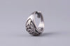 Triquetra Silvered Bronze Ring - Norse Wolves