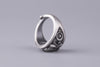 Thor's Hammer Silvered Bronze Ring - Norse Wolves
