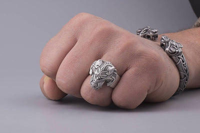 Wolf Fenrir Silver Ring - Norse Wolves