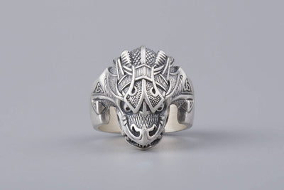 Jormungand Midgard Serpent Viking Sterling Silver Ring - Norse Wolves