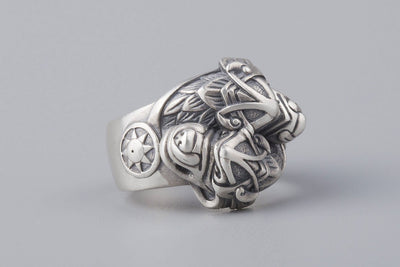Scoll and Hati Wolves Silver Ring - Norse Wolves