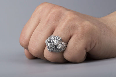 Scoll and Hati Wolves Silver Ring - Norse Wolves
