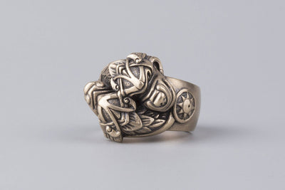 Scoll and Hati Wolves Bronze Ring - Norse Wolves