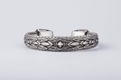 Pewter Bracelet with Midgard Serpent's Heads - Norse Wolves