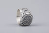 Vegvisir and Jormungand Silver Ring - Norse Wolves