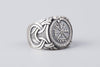 Vegvisir and Jormungand Silvered Bronze Ring - Norse Wolves