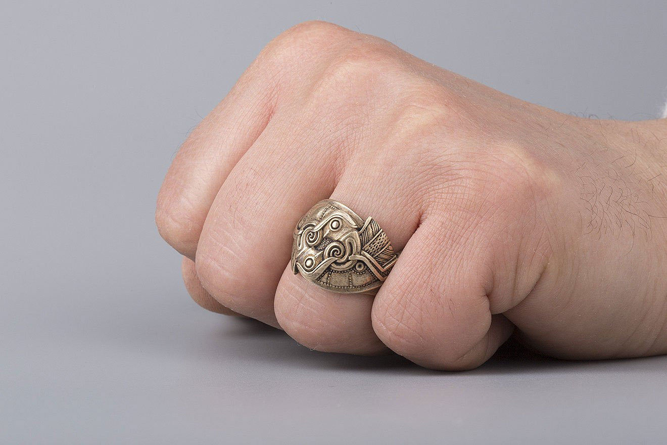 Odin's ravens Bronze Ring, Handmade