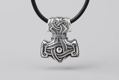 Thor’s Hammer with Raven Silver Pendant - Norse Wolves