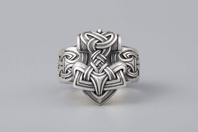 Thor's Hammer Mjolnir Silver Ring - Norse Wolves