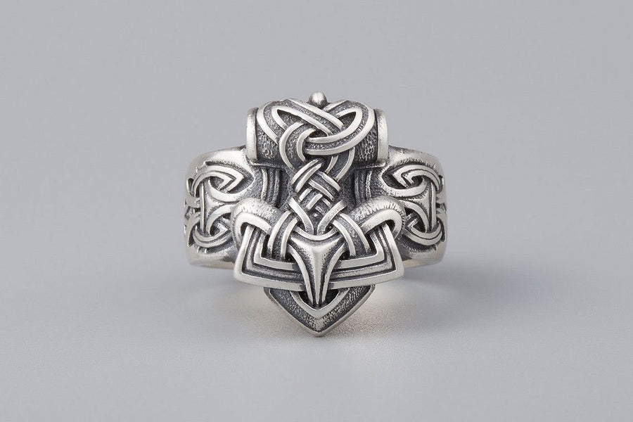 Thor's Hammer Silver Ring | Viking Jewelry - Norse Wolves