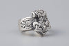 Thor's Hammer Mjolnir Silver Ring - Norse Wolves