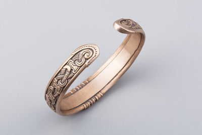 Viking Bronze Bracelet (Jellinge Style) - Norse Wolves