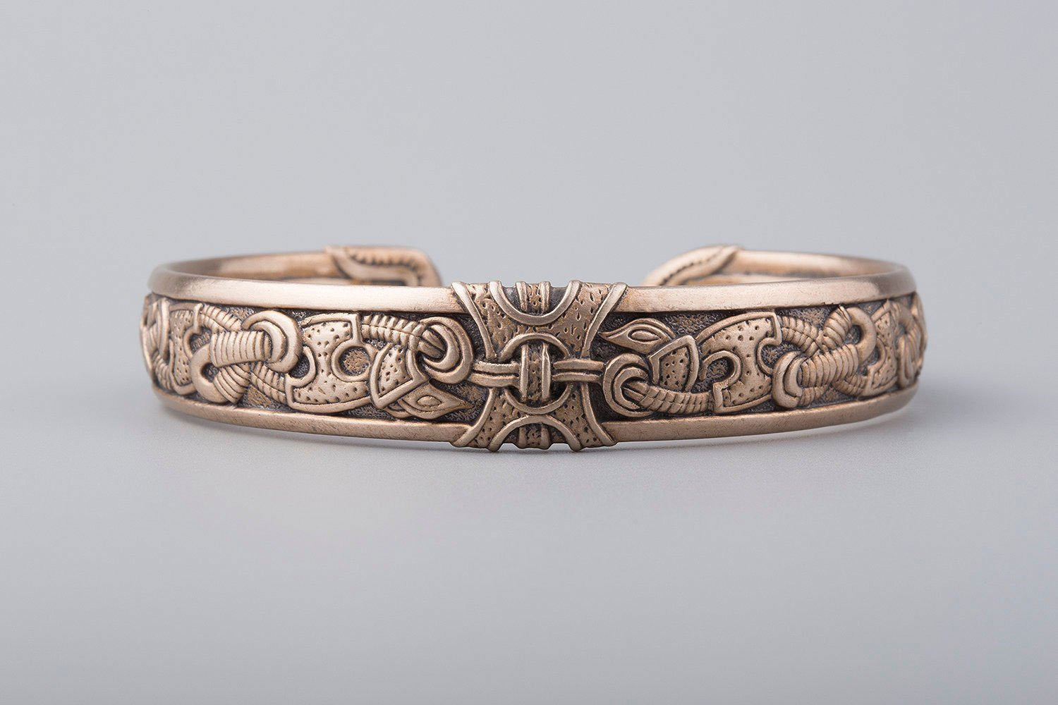 Set of Three Patterned Real Bronze Bangles For Women