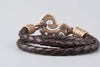 Leather Bracelet with Maori Bronze Fish Hook Hei Matau - Norse Wolves