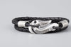 Leather Bracelet with Maori Silver Plated Bronze Hook Hei Matau - Norse Wolves