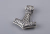 Thor’s Hammer with Geri and Freki Wolves Silver Pendant (Small) - Norse Wolves